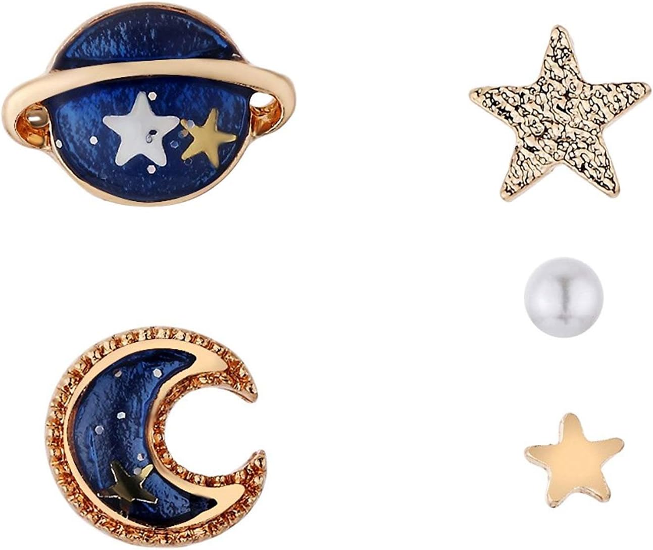 Moon & Star & Planet Earrings or Clips Set Little Universe Earrings Clips