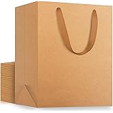 EUSOAR Large Kraft Bags with Handles, 25 Pack 9.8x5.1x12.6" Paper Gift Bags Bulk, Shopping and Merchandise Bag for Party Favors, Wedding, Boutique, Grocery, Retail, Business, Birthday