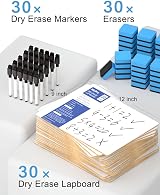 Nicpro 30 Pack Dry Erase Mini Whiteboard A4 22 x 30 cm Double Sided Lapboard view 2
