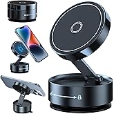 zardlect Vacuum Adsorption Magnetic Phone Holder,Magnetic Suction Phone Mount, Adjustable Electric Magnet Phones Holder Mount for Car, Foldable Car Phone Holder, Universal for All Phones (Black)