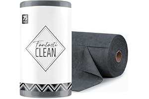 Fantasticlean Microfiber Cleaning Cloth Roll -75 Pack, Tear Away Microfiber Towels, 12" x 12", Reusable, Washable, Scratch Free, Ultra Absorbent Dish Rags for Car, Home, Garage or Shop (DimGray)