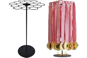 Rotatable Medal Hangers Display, Tabletop Medal Holder Rack for Over 45 Medals, Sports Medal Hanger and Ribbon Display Holder