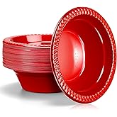 wlilupah 60 Pack 12oz Red Disposable Plastic Bowls Dessert, Ice Cream, Salad, Soup Serving Cups for Party, Picnic, Food Snacks (Red)