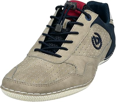 Homme Baskets décontractées à Semelle Souple, Chaussures à Lacets avec Mousse à mémoire de Forme, Lacets élastiques, Taupe, 42 EU