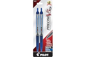 Pilot Precise V5 RT Refillable & Retractable Rollerball Pens, Extra Fine Point Pens 0.5 mm, Blue, Pack of 2 - Ideal for School, Journaling & Office Writing