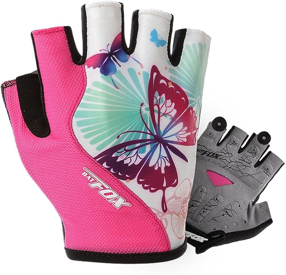 DuShow Cycling Gloves Women Half Finger Gel Padded Bike Gloves Anti-Slip Shock-Absorbing Fingerless Bicycle Short Gloves : Clothing