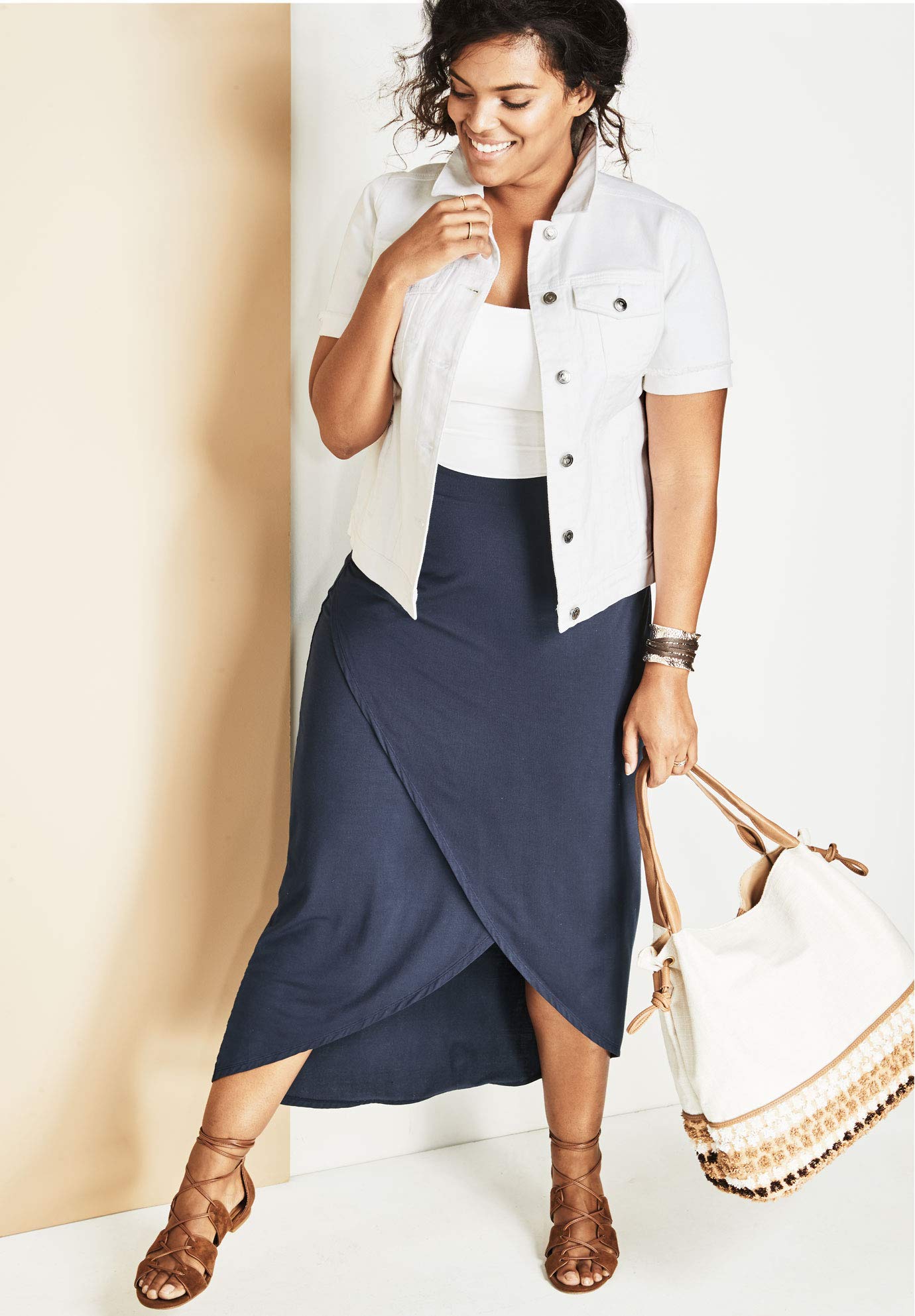 Roamans Women's Plus Size Short Sleeve Denim Jacket Light Wash, 22 W