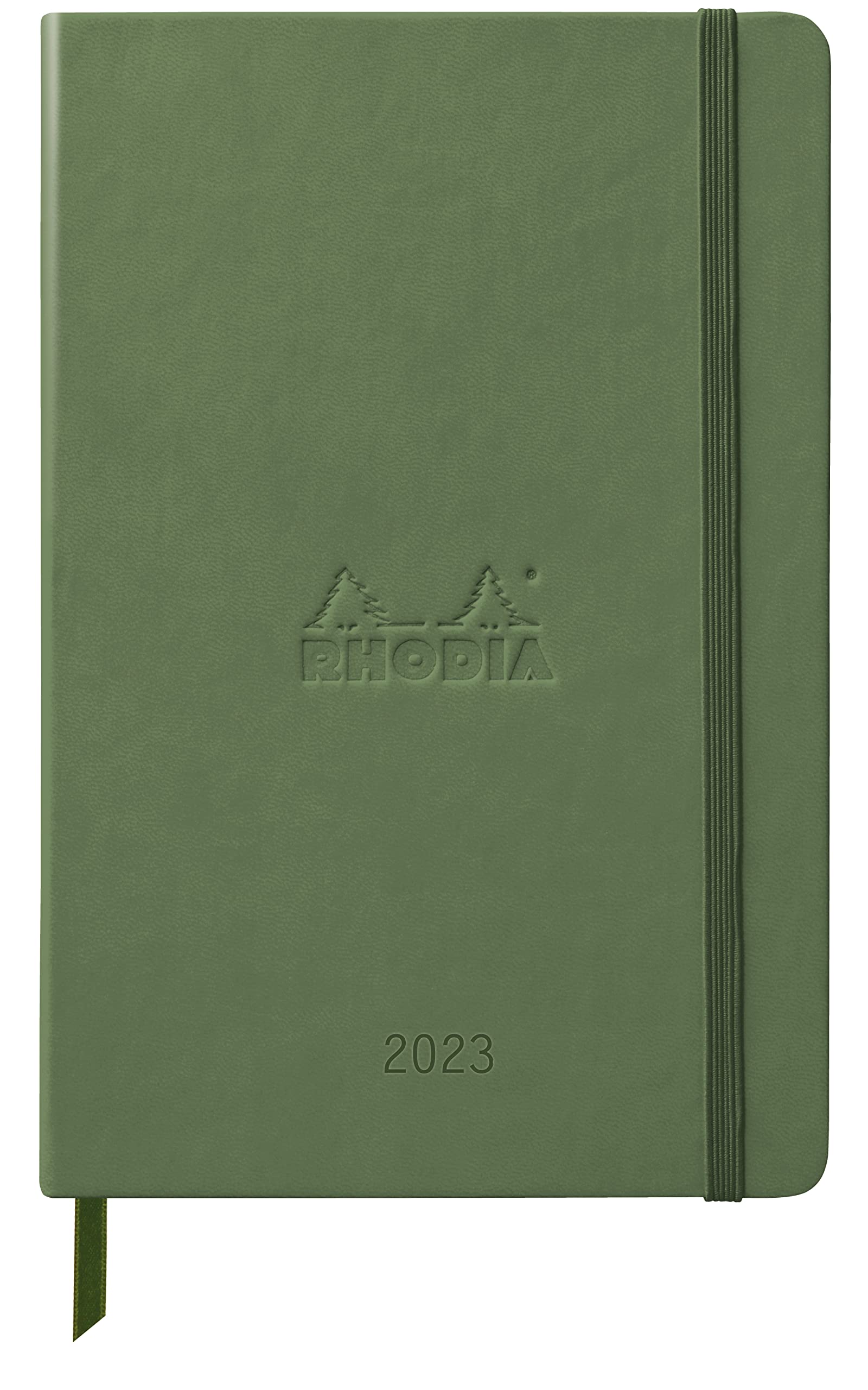 RHODIA 194128C - Web planner Weekly Planner 2023 Sage - A5 14.8 x 21 cm - Vertical Planner Grid - 160 pages 90g/m - Hard Cover - Rhodiatime Collection