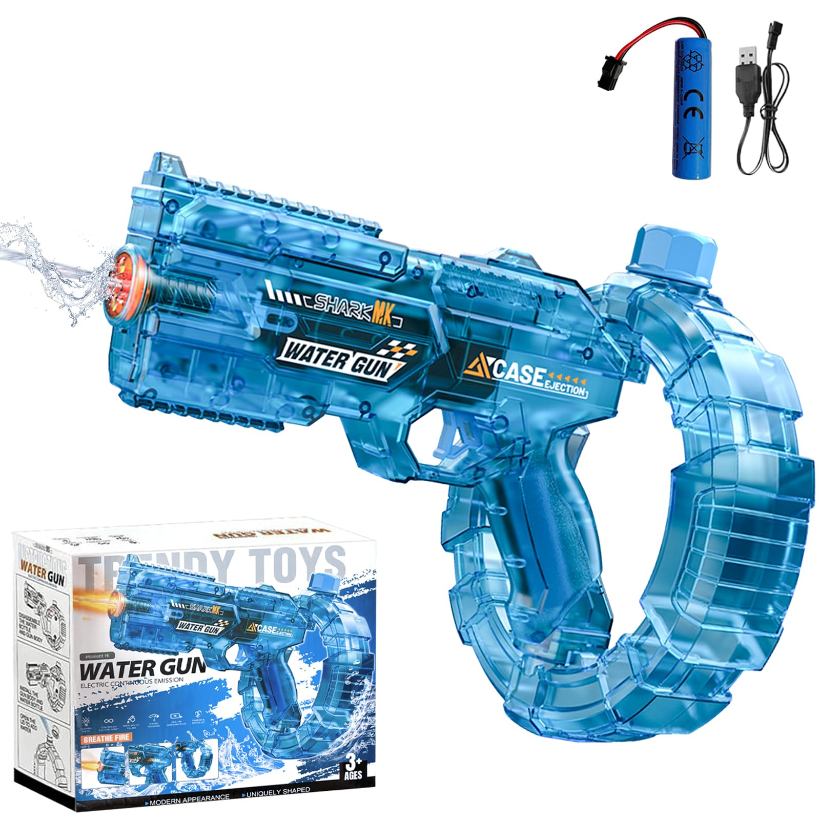 Hyhuiyin Electric Water Gun,Automatic Water Gun Pistols 26FT Long Range Motorized Water Guns with Lighting Effects Rechargeable Water Blaster Large Circular Water Tank for Adults Summer Beach Pool — image 1