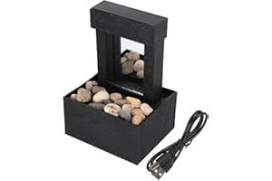 Tabletop Fountain for Indoor Decor - Battery or USB Operated Water Feature with Flowing Design, Black ABS Desktop Ornament
