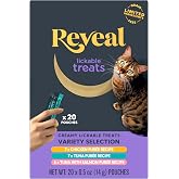 Reveal Fish &amp; Chicken Variety Lickable Cat Treats 20-Pack 0.5 oz Pouches | Creamy Puree, Limited Ingredient, Grain Free, High Quality Protein, Squeeze Up for Training or Food Topper