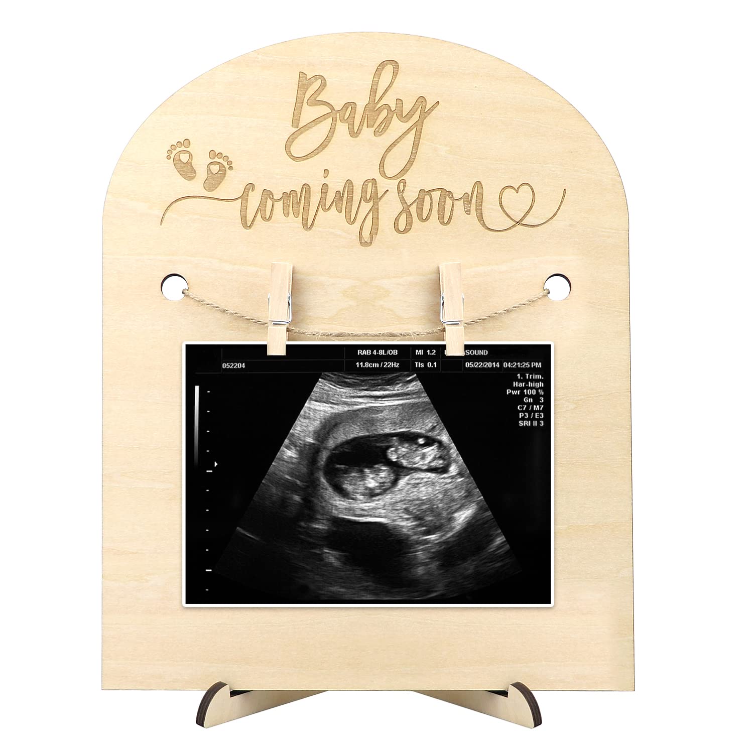 Pregnancy Announcement Ultrasound Frame Stand Wooden Sonogram Frame Gift for Mother-to-be Social Baby Shower Media Photo Prop (large-8'' x 10'')