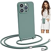 Blaspins Crossbody Lanyard Strap Case for iPhone 13 Pro, Neck Cross Body, Adjustable Holder Removable, Drop Protection Shockproof, Hands-Free Silicone Case 6.1 inch,150 cm Strap, iP13Pro- Pine Green