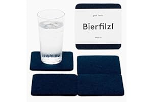 Graf Lantz - Bierfilzl Felt Coasters - Square - 100% Merino Wool - Moisture Wicking - Heat Resistant - Sustainable - Home Decor - Absorbs - Housewarming Gift - 4 Coaster Set - 4" x 4" x 5 mm - Marine