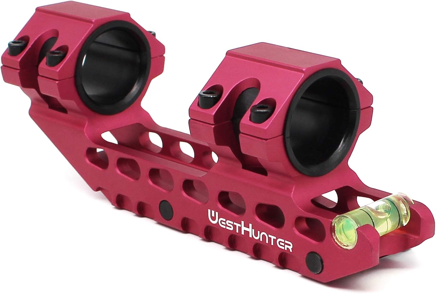 WestHunter Optics Offset Cantilever Picatinny Scope Mount, 1 in/30mm High Profile Precision One Piece Scope Dual Rings with Bubble Level, Red : Sports & Outdoors