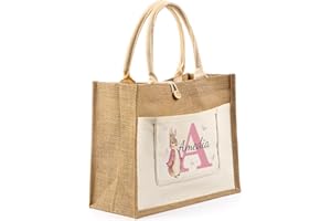 Personalized Kids Easter Egg Tote Bag with Name, Custom Easter Basket for Boys Girls, Easters Gift Bag for Egg Hunting Treats