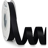 Ribbli Double Faced Black Satin Ribbon,1/2” x Continuous 25 Yards,Use for Bows Bouquet,Gift Wrapping,Floral Arrangement