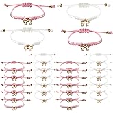 Whaline 24Pcs Coquette Bow String Bracelets Cute Bowknot Adjustable Braided Bracelet for Women Friend Birthday Party Favor Supplies