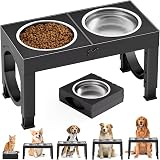 Aystkniet Raised Dog Bowls 5 Height Adjustable Stainless Steel Dual Bowls