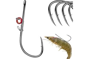 Xuvrir 6pcs Fishing Hooks,Carbon Steel Barbed Fishing Hooks with Holes,Live Shrimp Fixed Hooks,That Can Adapt to Various Fishing Environment