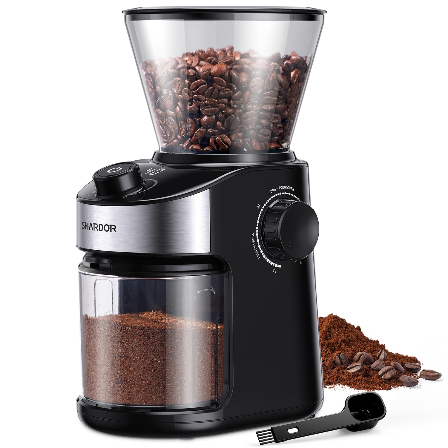 Photo 1 of SHARDOR Burr Coffee Grinder, Electric Grinder with 32 Precision Grind Settings, 40-Second Adjustable Timer, and Chamber Cleaning Function for Home Brewing