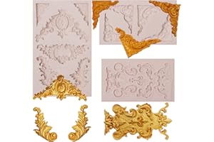 Baroque Scroll Fondant Silicone Mold, Relief Lace Corner Curlicues Chocolate Molds for Cake Decoration Cupcake Topper Candy S