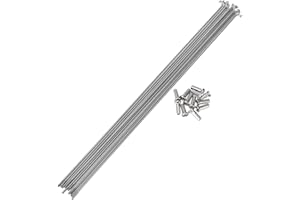 A ABSOPRO 12 Set 14G Bicycle Spokes 14G Bike Wheel Spoke 304 Stainless Steel Silver Tone