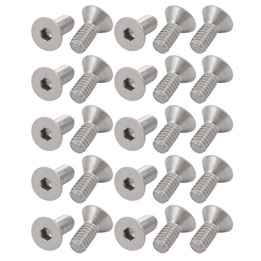 Sourcingmap 1/4-20 x 5/8" 304 Stainless Steel Flat Head Hex Socket Cap Screw 25pcs