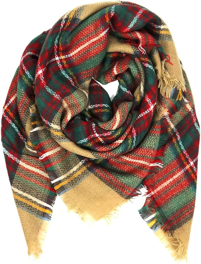 MJScarf Women Plaid Scarf Classic Soft Large Blanket Wrap Shawl Scarves