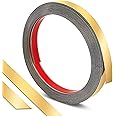 Peel and Stick Stainless Steel Gold Wall Molding Trim,Self-Adhesive Flexible Metal Trim Metalized Mirror-Like FinishFinish for Wall Ceiling Mirror Frame Border Edge and Home Decoration 16.4ft x 0.8in