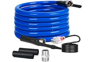 WUFOTY 15FT Heated Water Hose for RV,Heated Drinking Water Hose with Thermostat,Lead and BPA Free,1/2" Inner Diameter,Temperatures Down to -40°F Self-Regulating,Blue Appearance