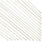 PH PandaHall 10pcs 14K Gold Necklace Brass Cable Chain Necklace Paperclip Chain Link Necklace Bulk Bar Link Chain Necklace Box Chain Necklace for Jewelry Making