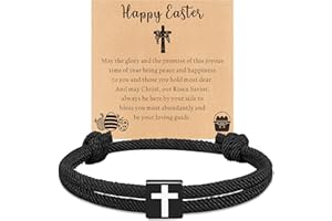 TAGOMEI Easter Basket Essentials Stuffers for Teens Boys Girls Gifts Toddler Easter Gifts for Kids Teens Boys Girls Adults Christian Gifts Adjustable Cross Bracelet for Men Boys Gifts Religious Gifts