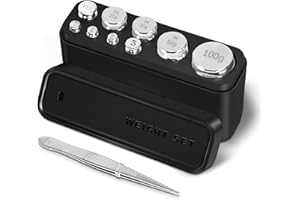 GRAM PRES Calibration Weights 210g, 9 PCS Stainless Steel Scale Calibration Weight Kit, 1g 2g 5g 10g 20g 50g 100g Calibration Weight with Storage Box, Tweezers for Digital Scale, Gram Scale