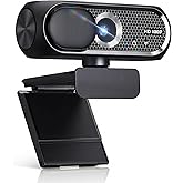 Shcngqio 1080P HD Webcam with Microphone, Privacy Cover, Wide-Angle Lens, Auto Light Correction, Plug & Play USB Webcam for Laptop, Desktop (Black)
