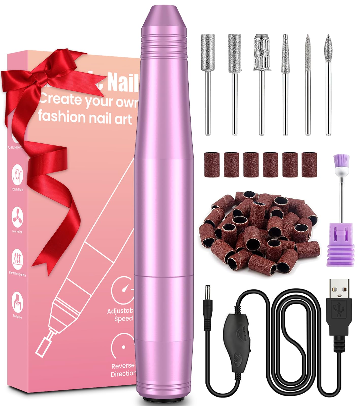 Professional Electric Nail Drill for Acrylic, Gel & Natural Nails - 20000RPM, Manicure & Pedicure, Shaping & Polishing