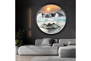 Mtadmai 24" Moving Sand Art, 3D Sand Art Pictures Deep Sea Sandscape Living Room Decoration, 360° Rotate, Glass Crafts Solid Wood Frame, Relaxing Mood Home Office Work Wall Art Decor