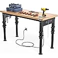 YITAHOME Workbench for Garage 48" L X 20" W Adjustable Workbench, Heavy-Duty Worktable W/Pegboard & Power Outlets, 2000 LBS Load Capacity, for Workshop, Garage, Office, Home