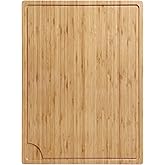 24" Large Bamboo Cutting Boards for Kitchen, Wood Stovetop Cover, Extra Large Wood Cutting Board with Deep Juice Groove and Handle, Heavy Duty Chopping board