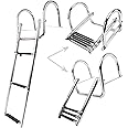 NovelBee 3 Step Inboard Boat Ladder,Stainless Steel Telescoping Step Ladder Folding Dock Ladder for Marine Boat Yacht Swimming Pool