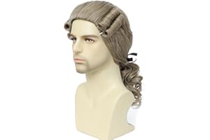 Auguyist Regency Judge Colonial Long Wave Wig for Halloween, Historical Colonial Costume,George Washington wig,Colonial Wig (Natural Blonde)