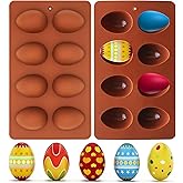 2 Pack Easter Egg Silicone Mold 8-Cavity Chocolate Candy Molds for Cake Decorating, Egg Shaped Baking Mould for Soap Making, 