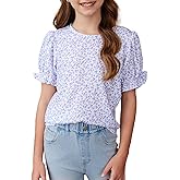 blibean Tween Girls 2024 Boho Floral Puff Sleeve Shirt Size 6-15 Years