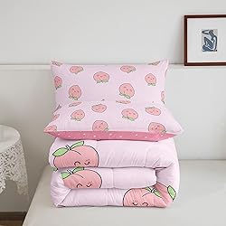 Cartoon Comforter Set Twin Size Pink Peach Bedding