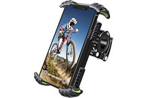 Universal Bike Phone Mount, Upgrade 360 Rotatable Motorbike Phone Holder, One-Hand Operation Anti-Shake Bike Phone Holder for