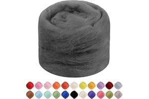 JeogYong Needle Felting Wool, 1.76oz Wool Roving Chunky Wool Yarn, Hemp Grey Wool Roving Yarn for Needle Felting, Wet Felting, Felting Projects, DIY Crafts