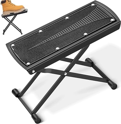 CAHAYA Guitar Footstool with Anti-Slip Rubber Foldable Height Adjustable CY0337