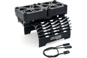 SURPASS HOBBY USA Surpass Hobby RC Cooling Fans 16000RPM,40mm Dual Car Motor Cooling Fans with Metal Heatsink for 1/5 1/6 Scale RC Car Truck Diameter 55-58mm Motor (Black)