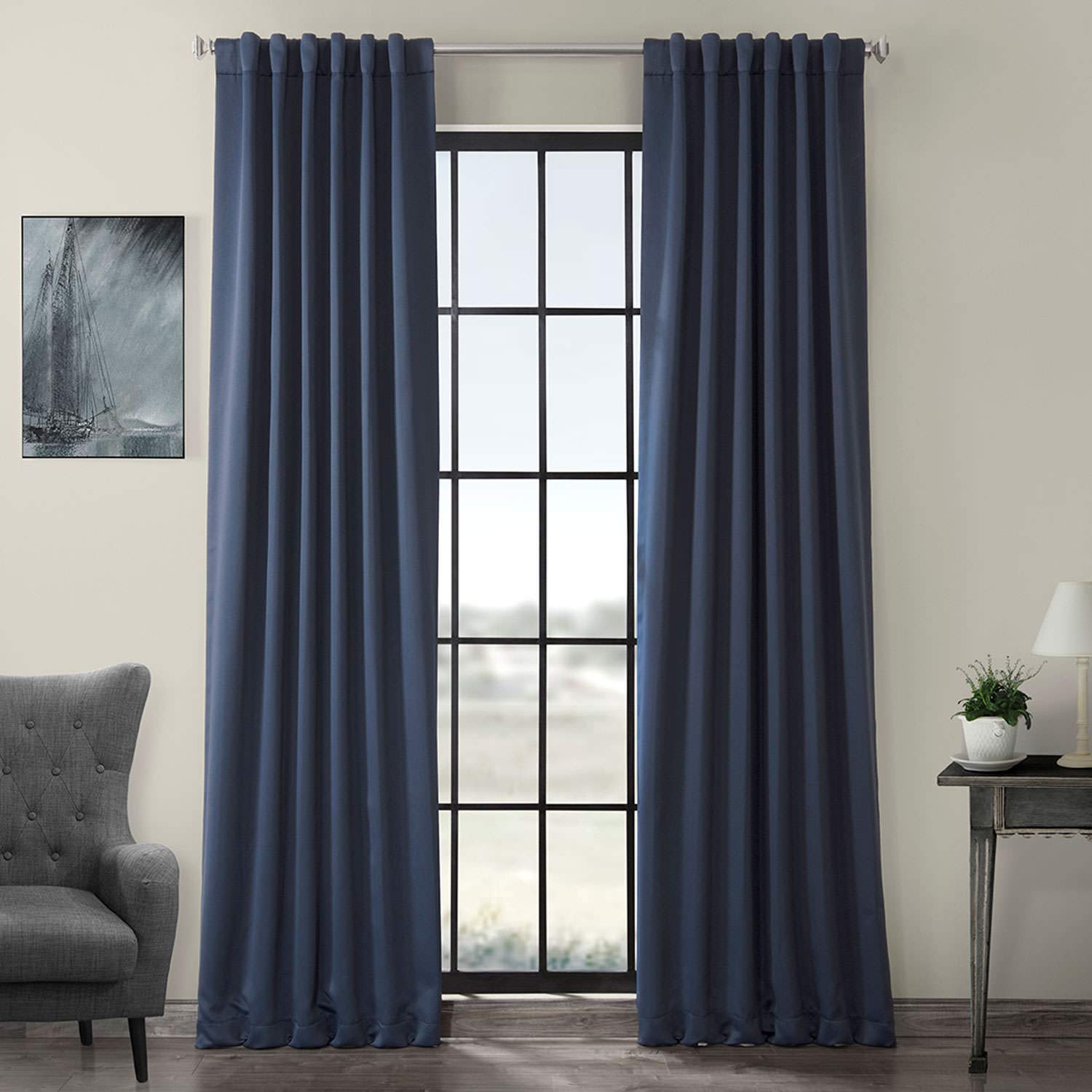 HPD Half Price Drapes Curtain For Room Darkening 50 X 108 (1 Panel), BOCH-194033-108, Nocturne Blue