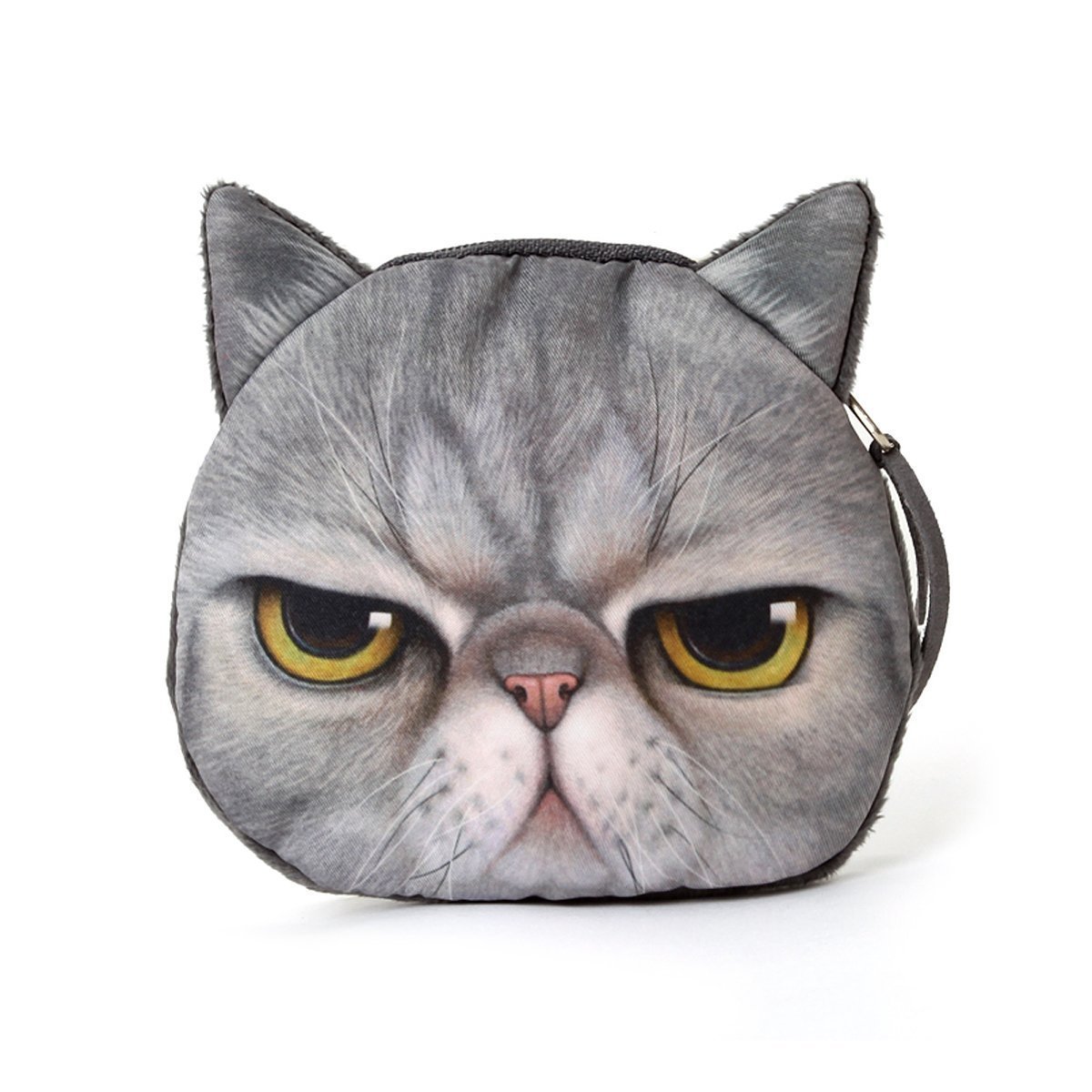 Ai-life Lifelike Cat Face Zipper Bag Coin Case Money Plush Purse Wallet Bag Pouch Handbag